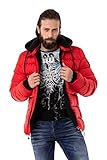 Cipo & Baxx Herren Steppjacke Winterjacke Kapuze Bomberjacke CM202 Rot L