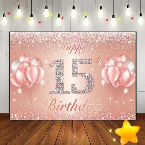 Alles Gute zum 15. Geburtstag Ballon Smash Kuchen Hintergrund Banner JungeParty Dekoration Spiel Taufe Hintergrund Jahrgang Baby 210X150cm