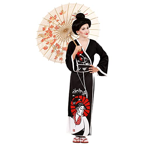 Widmann - Kinderkostüm Geisha, Kimono, Gürtel, Stäbchen, Karneval, Mottoparty