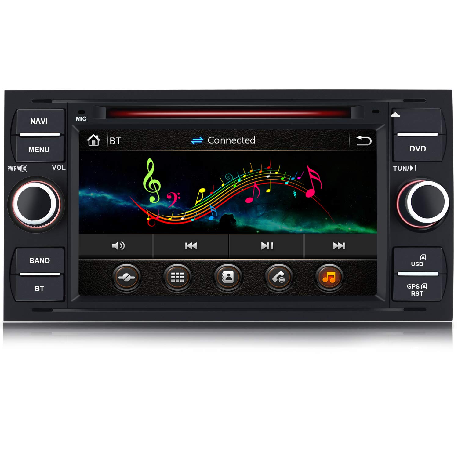 AWESAFE Radio für Ford Focus Mondeo S-Max C-Max Galaxy Doppel Din Radio mit Navi Bluetooth FM AM RDS CD Lenkradbedienung Mirrorlink-Schwarz