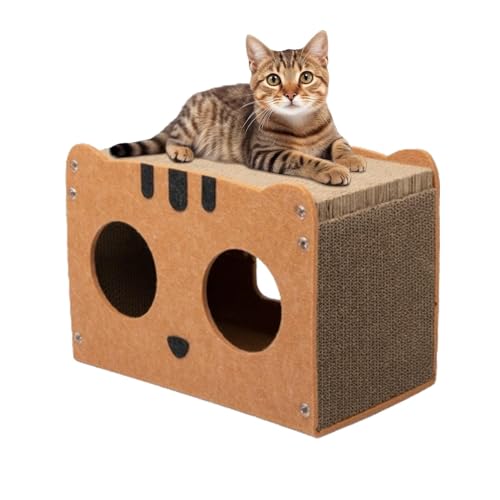 Katzenkratzhaus aus Karton, gewellter Kratzbaum für Indoor-Katzen, abnehmbarer gewellter Kratzbaum