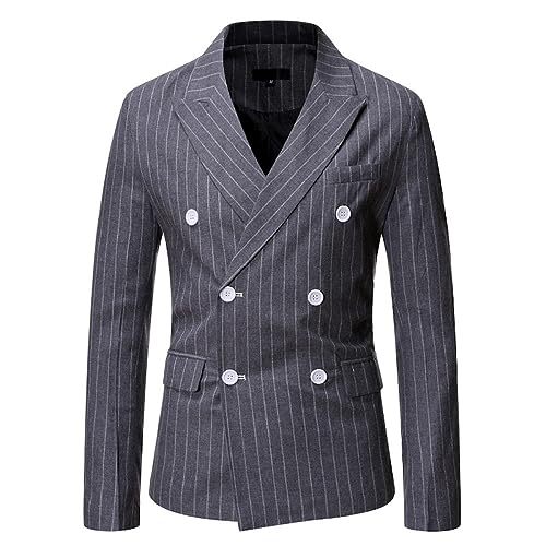 Anzugsakko Herren,Leichter Blazer Für Herren, Slim Fit Jacke, Langärmelig, Zweireihig, Maßgeschneiderter Blazer, Streifen, Strickjacke, Lässig, Business, Eleganter Anzug, Sportmantel, Abendessen