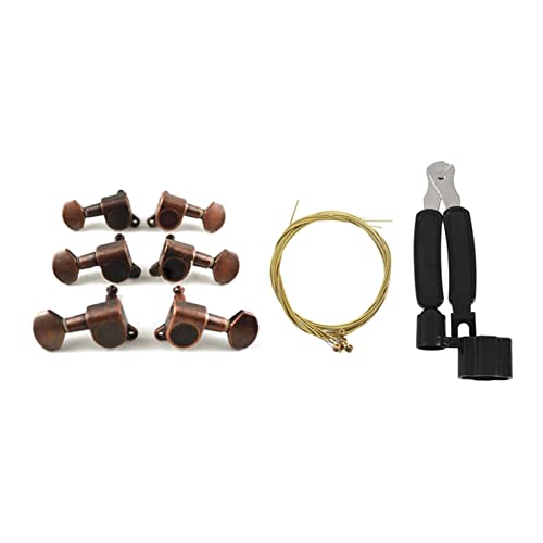 Gitarren Stimmwirbel Kupfer-Gitarre-Tuning-Pegs-Tuner-Maschinenkopf 3L + 3R & 3 In 1 Gitarrenstring Wicker Cutter Bridge Pin Pin Piner