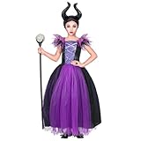 Widmann - Kinderkostüm Malefizia, Kleid, Kopfschmuck, Halloween, Karneval, Mottoparty