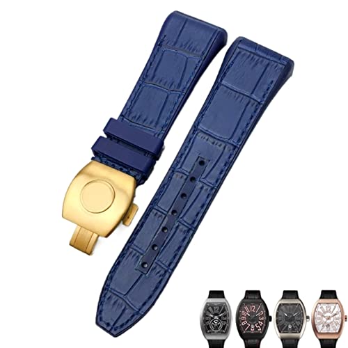 NEYENS Uhrenarmband für Franck Muller, 28 mm, Rindsleder, Silikon, Nylon-Gummi, Faltschnalle, Uhrenarmbänder für Herren, 28mm, Achat