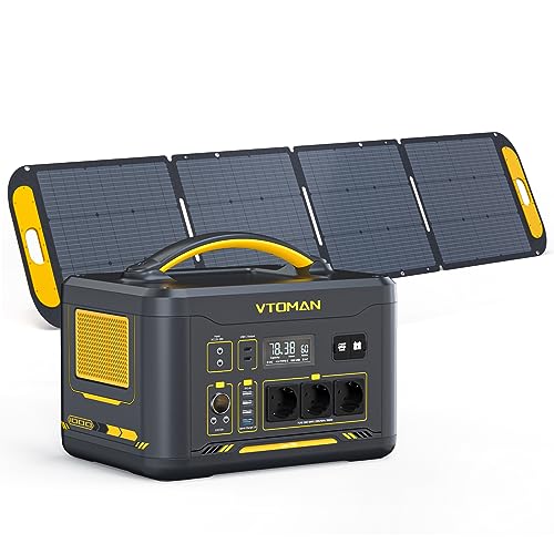 VTOMAN Jump 1000 Tragbare Power Station mit 220W Solarpanel, 1000W/1408Wh LiFePO4 Batteriebetriebener Generator mit 3x Pure Sine Wave 1000W (Surge 2000W) AC Ausgängen, 100W PD