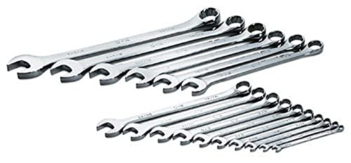 SK Professional Tools 86018 16-teiliges Ringmaulschlüssel-Set, 12 Kanten, lang, SuperKrome Finish, 16-teiliges Set, Chrom-Schraubenschlüssel, hergestellt in den USA