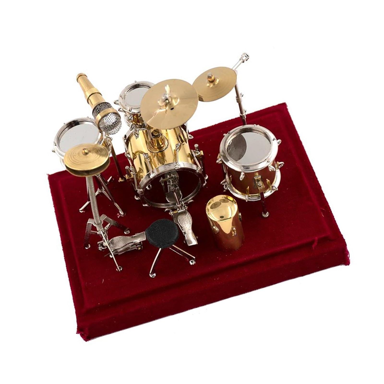 Miniatur-Jazz-Schlagzeug-Set, Modell, Mini-Mikrofon, Becken, Musikinstrumenten-Zubehör Musikinstrumente Miniatur (Size : 18x13x13cm)