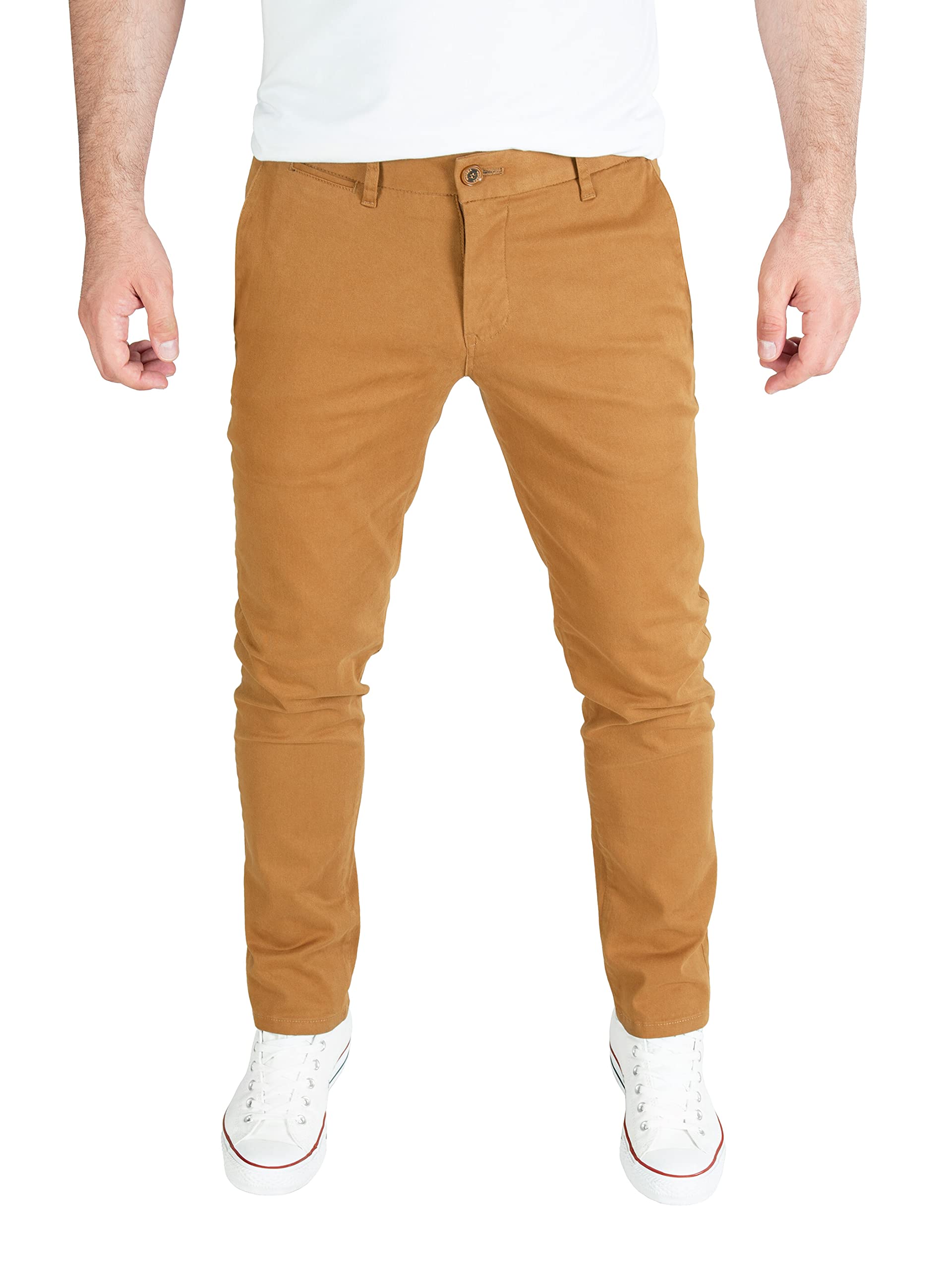 WOTEGA Adriano - Baumwoll Herren Chino Hose - Braune Chinohose - Herrenhosen Slim Fit, Braun (Camel Otter 181018), W36/L32