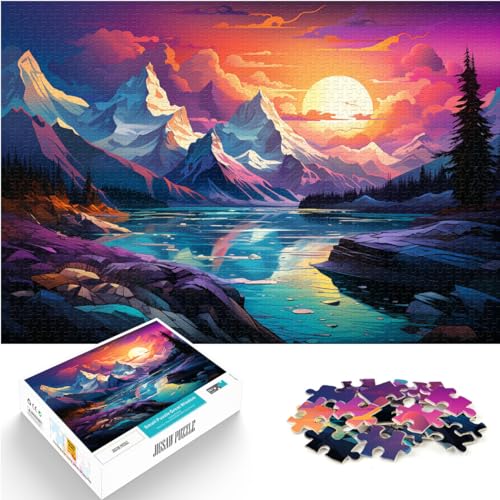 Puzzles für psychedelische, farbenfrohe Landschaften, 1000 Puzzles für Erwachsene, Holzpuzzle, anspruchsvoll, aber unterhaltsam und humorvoll, 1000 Teile (50 x 75 cm)