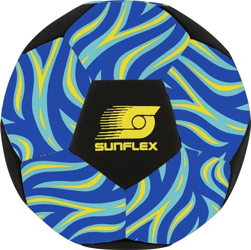 Sunflex® Neopren Fußball Gr. 5 GLOW Flames Bluefire | Beach-Fußball zum Barfuß spielen | leuchtet bei Nacht | Beachsoccerball | weich & robust für Strand, Wiese & Wasser | Dribbeln & Rollen & Schießen