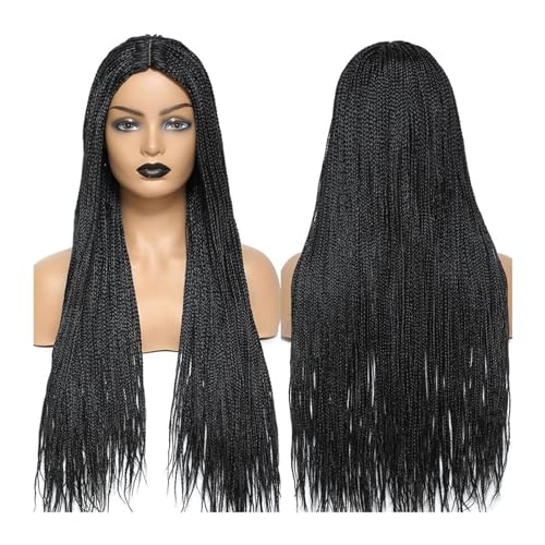 Perücken Perruque Tresses Africaines Femmes Box Crochet Braids Perücken Perruque Handgefertigte geflochtene Kunsthaar-Zöpfe-Perücken Damenperücke(1B Color)