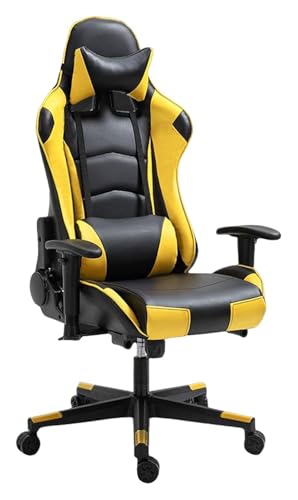 BFVAKBKYT Home Office Ergonomischer Schreibtischstuhl, Stuhl mit Kopfstütze und Lordosenstütze, Gaming-Stuhl for Erwachsene, Männer, Frauen, Teenager, Schreibtischstuhl(Yellow)