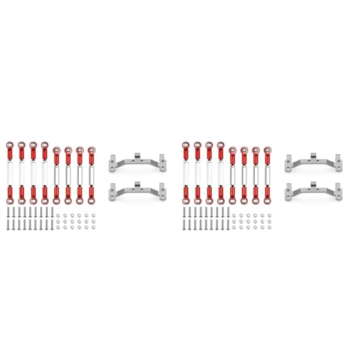 Uhidka 2X für MN D90 D91 D96 D99S MN99S MN90 1/12 RC Auto Upgrade Teile Metall Zug Stange Lenk Stange Zug Stange Basis Set, Rot