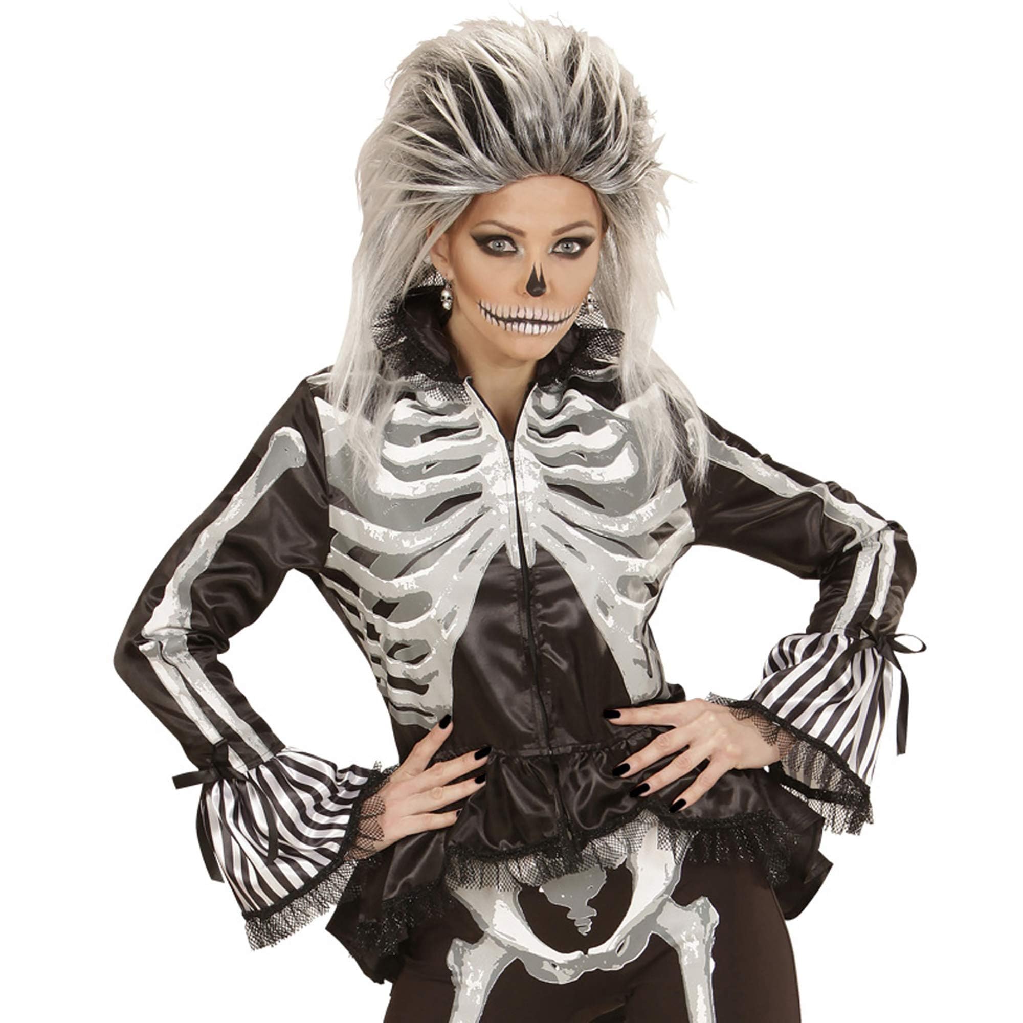 Widmann - Kostüm Lady Skeleton, Jacke, Halloween, Karneval, Mottoparty