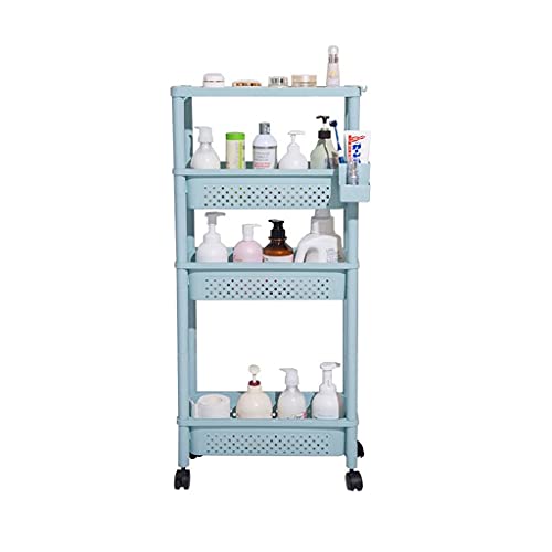 LASTRAN Aufbewahrungswagen, Schlanker Aufbewahrungswagen, 3-Tier/4-Tier Narrow Gap Küchenwagen, Bakinderzimmer Trolley mit Rädern, für Küche Garage Home Schlafzimmer Badezimmer, Blau, Erhöht