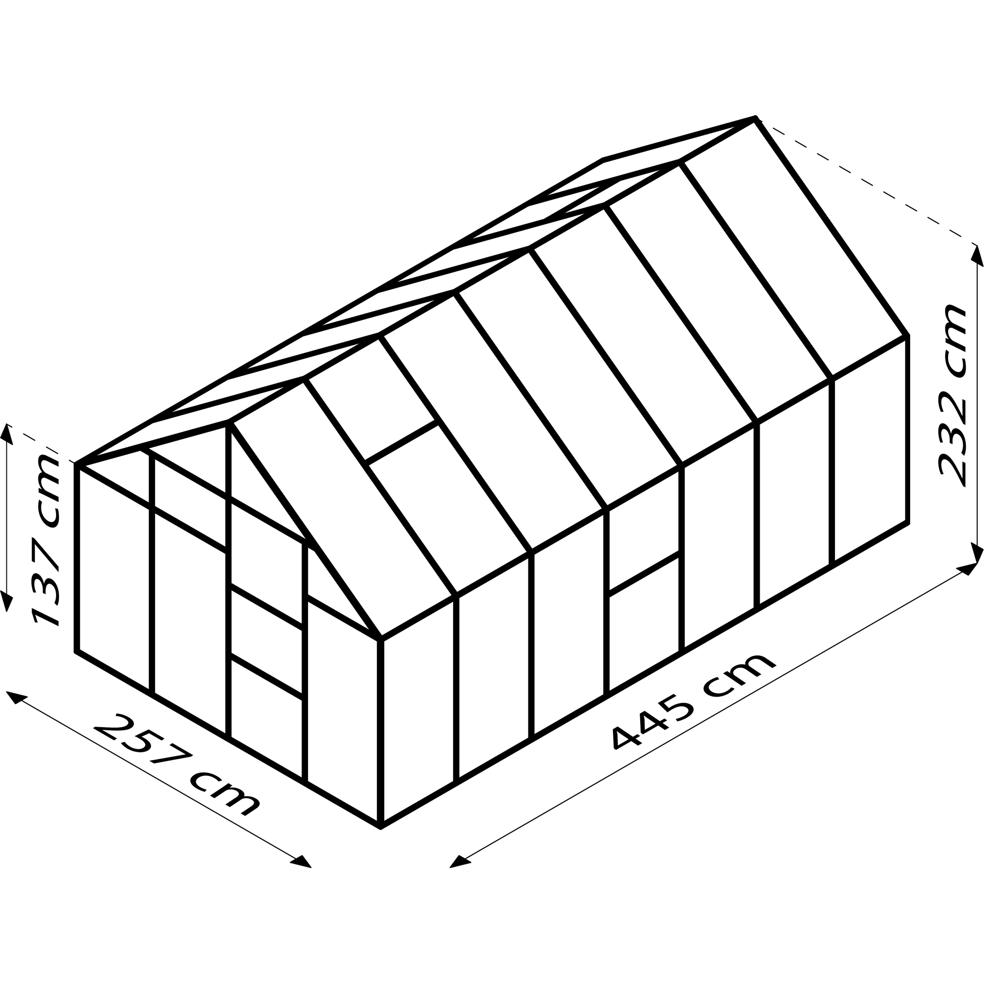 Vitavia Gewächshaus 'Meridian 1 11500' 11,5 m² 254,4 x 441 cm 3 mm Sicherheitsglas schwarz 3