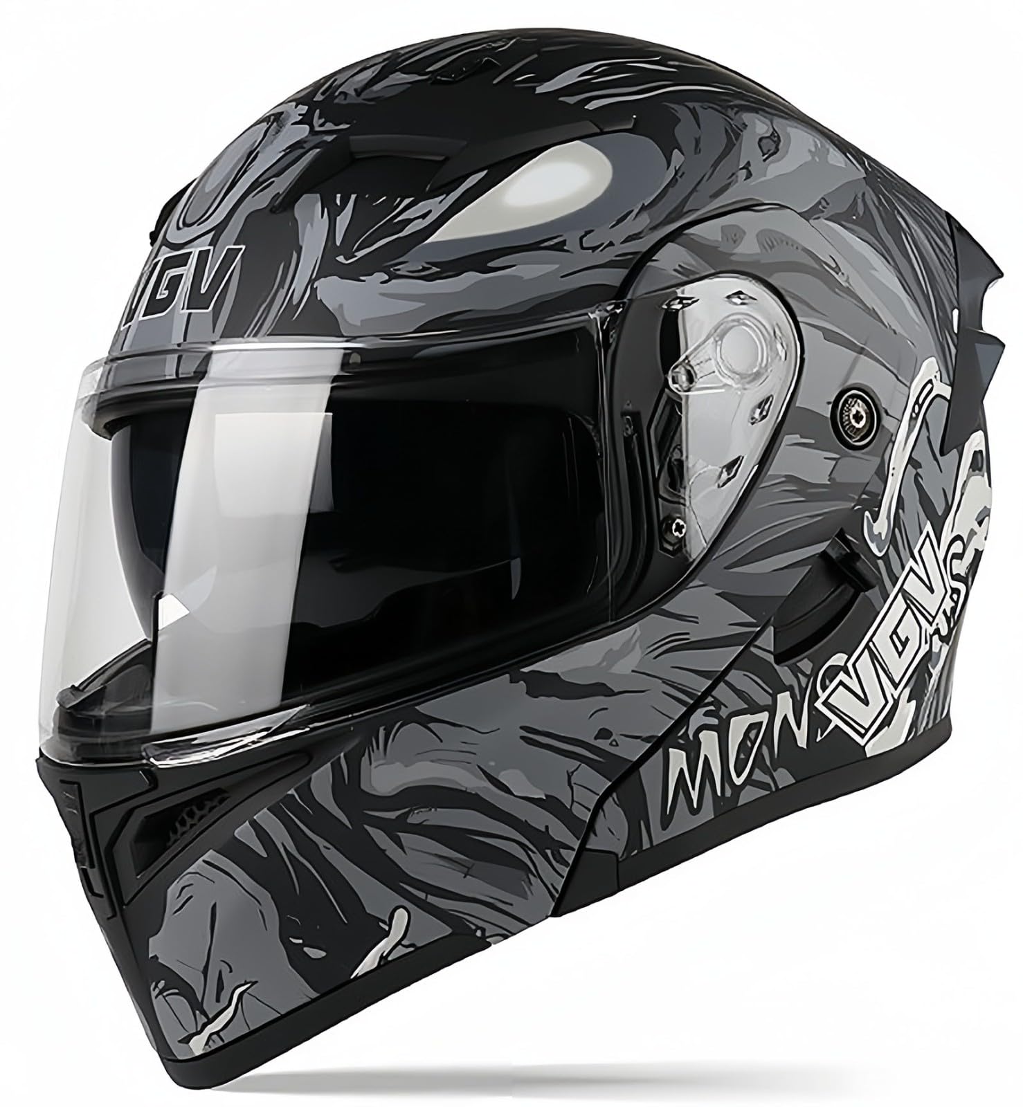 Klappbarer Motorradhelm Mit Doppelvisier, Motocross-Helme, ECE-Geprüfter Motorrad-Sturzhelm Für Erwachsene, Helm Mit Doppelvisier, Herren Und Damen B,XL61-62CM