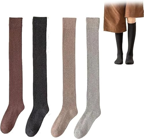 Chicshouse-Socken, Chicshouse-Winter-Thermosocken, Chicshouse-Fleece-Socken, warme, gemütliche flauschige Damensocken, oberschenkelhohe Stiefelsocken (4 Paare-C)