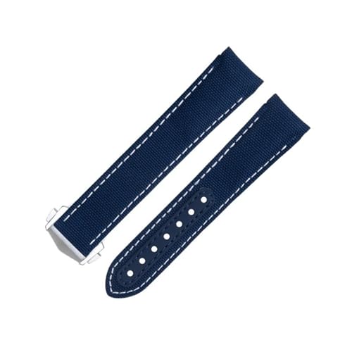 IOTUP Uhrenarmband aus Nylongewebe, 20 mm, passend für Omega-Armband für AT150 Seamaster 300 Planet Ocean De Ville Speedmaster Uhrenarmband mit gebogenem Ende, Weiß, 20 mm, Achat