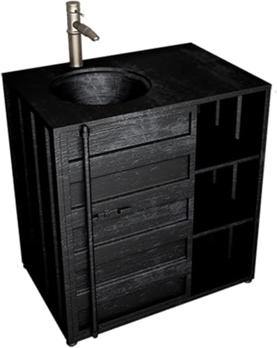 Waschtischunterschrank mit Waschbecken-Set, moderner freistehender Unterschrank, Badezimmer-Waschtischunterschrank im Industriestil,B,65×46×85cm