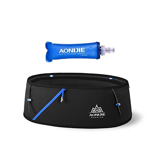 AONIJIE Lovtour Laufgürtel, Hüfttasche, Flip Taillengürtel, mit 250 ml weicher Wasserflasche und leicht, für Marathon, Klettern, Joggen, Radfahren, Workout, Fitness, Handy-Halterung (schwarz, L-XL)