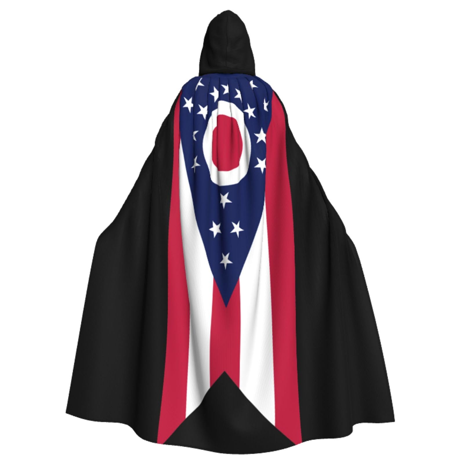 WURTON Ohio State Flag Print Elegance Hooded Cloak for Halloween Carnival Theme Parties Cosplays Adults Unisex