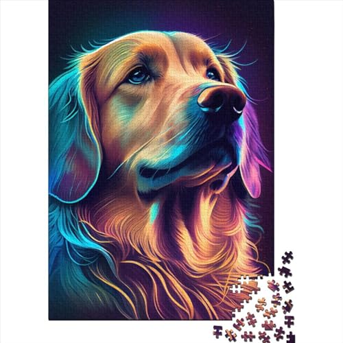 1000-teiliges Puzzle für Erwachsene Teenager, Golden Retriever, bunte Holzpuzzles für Teenager, Geschenke, Lernspiele, Heimdekorationspuzzle. 75 x 50 cm