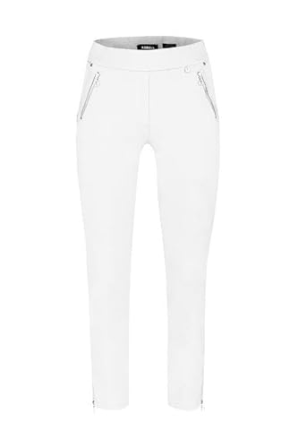 Robell Style NENA09-7/8 Stoffhose Damen high Waist - Damenhose mit Gesäßtaschen - Bengaline Stoff Hose mit Reisverschluss am Beinabschluss -Damenhose mit schmalem Bein