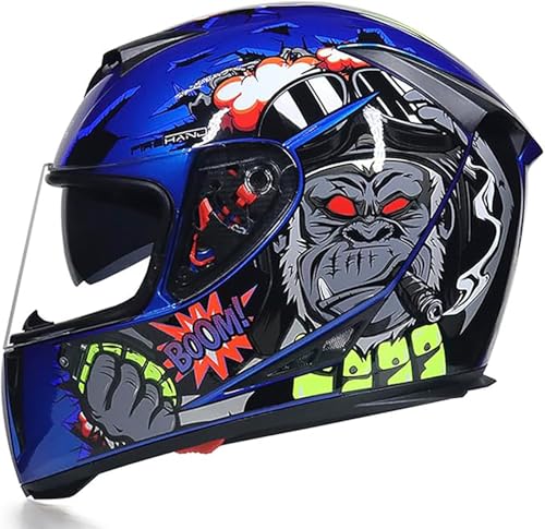 Motorradhelm, ECE-Zertifizierter Motorrad-Motocrosshelm Für Erwachsene, Integralhelm Rapid, Straßenhelm Unisex Für Erwachsene, Motorradhelme Mit Doppelvisier D,M/(57~58cm)