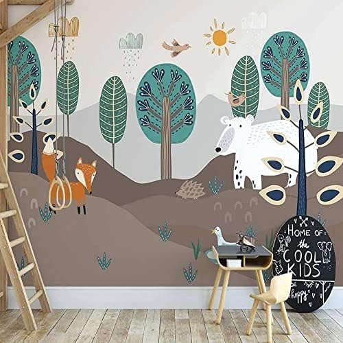 XLMING Handgemalte Waldtiere Cartoon Kinderzimmer 3D Tapete Home Dekoration Wohnzimmer Sofa Schlafzimmer Tv Hintergrund Wand-150cm×105cm