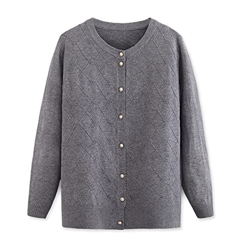 BANLUX Damen Strickjacke - Plus Size Mode Mittleres Alter Und Ältere Frühling Herbst Solid Knit Cardigan Lockerer Langärmliger Pullovermantel Einreihige Damen Lässige Oberteile,Style A,3XL