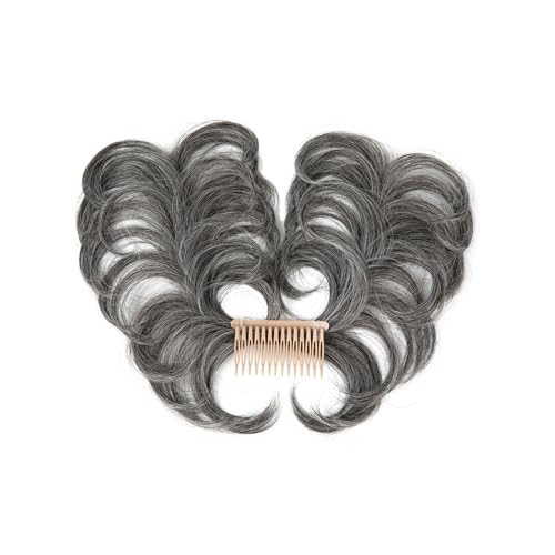 Haarteile Haarknoten Synthetisches, unordentliches Dutt-Haarteil, seitlicher Kamm, Clip-in-Haarknoten, natürlich, gerade, vielseitig, verstellbare Stile, Haarteil for Frauen Brötchen Haare(Steel Gray)