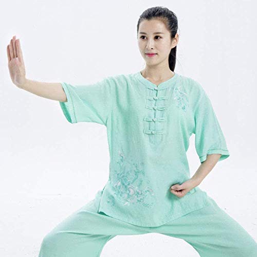 Tai Chi-Kleidung, Kampfsport-Uniformen, Damen-Tai-Chi-Uniform-Kleidung, traditionelles chinesisches Qi Gong, kriegerisches Tai Chi-Uniform-Kleidung, weibliche Stickerei, Sommer-Leinen-Baumwolle, chine