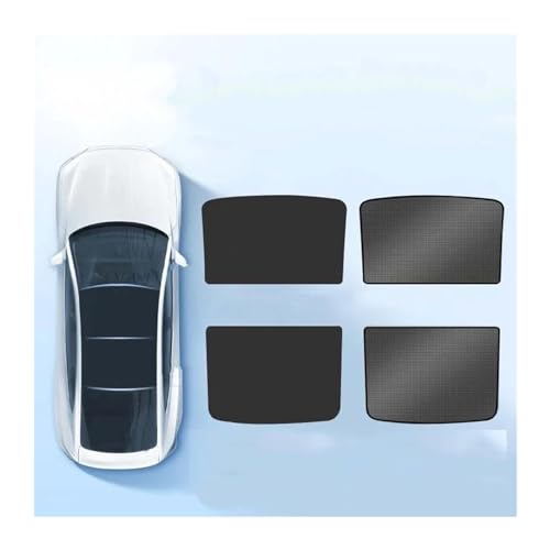 Sonnenblende Für Tesla Für Model3/Y 2017-2024 Privatsphäre Sonnenschutz Custom-Fit Mit Saugnapf Seite Fenster Sonnenschutz Blind Schattierung Autofenster(3 Sunroof Black)