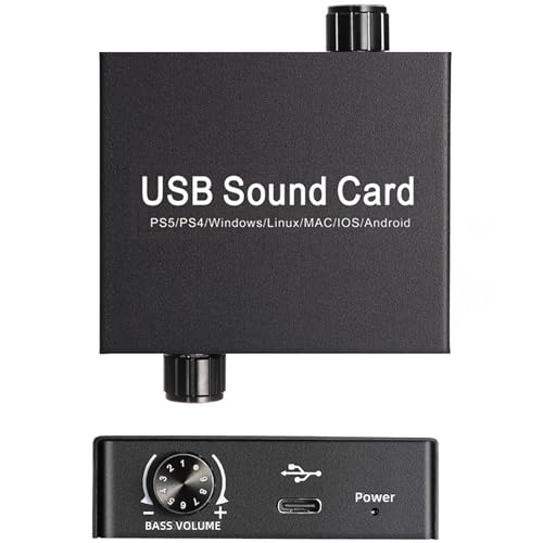 USB-Soundkarte, Kopfhörer-Adapter, Soundkarte für Lautsprecher, Laptop, Computer, externe Soundkarte, 3,5 mm, Typ-C-Ladeanschluss, Lehr-Soundkarte