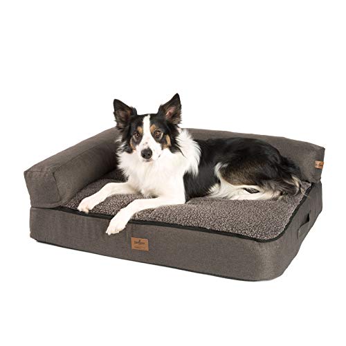 JAMAXX Premium 4-in-1 Hunde-Sofa - Orthopädische Couch mit Memory Visco Schaumstoff, abnehmbare Polster, Extra-Dicke Polsterung, Wechsel-Bezug, Waschbar, PDB3015 (M) 90x70 braun