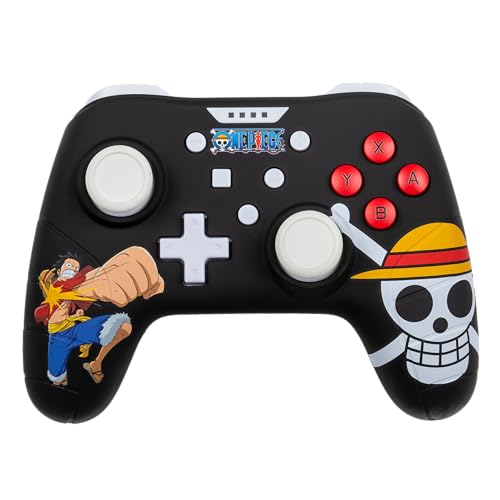 Konix One Piece Wired Controller für Nintendo Switch, OLED Switch und PC - Vibrationsfunktion - 3 m Kabel - Luffy-Motiv - Schwarz