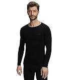 FALKE Herren Baselayer-Shirt Warm Round Neck M L/S SH Funktionsgarn Schnelltrocknend 1 Stück, Schwarz (Black 3000), S