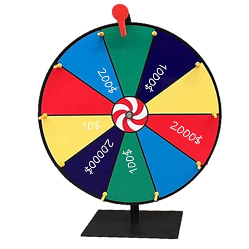 NEECS Farb-Preisrad, Tisch-Roulette-Spinner des Glücks – 30 cm Roulette-Spinner-Rad mit Ständer, 10 Raster, löschbar, Gewinnspiel für Karneval