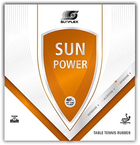 Sunflex Sun Power Tischtennis-Belag | professioneller Offensiv Belag | ITTF zugelassen | schnell und Gute Spinentwicklung | 1,8mm Schwamm | schwarz