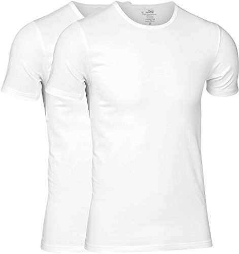 jbs ® T-Shirt Herren Weiss (2er Pack) Ultra Soft Touch und hohe Atmungsaktivität durch Bambus-Baumwoll Gewebe (Ohne Kratzenden Zettel) Schnelltrocknend