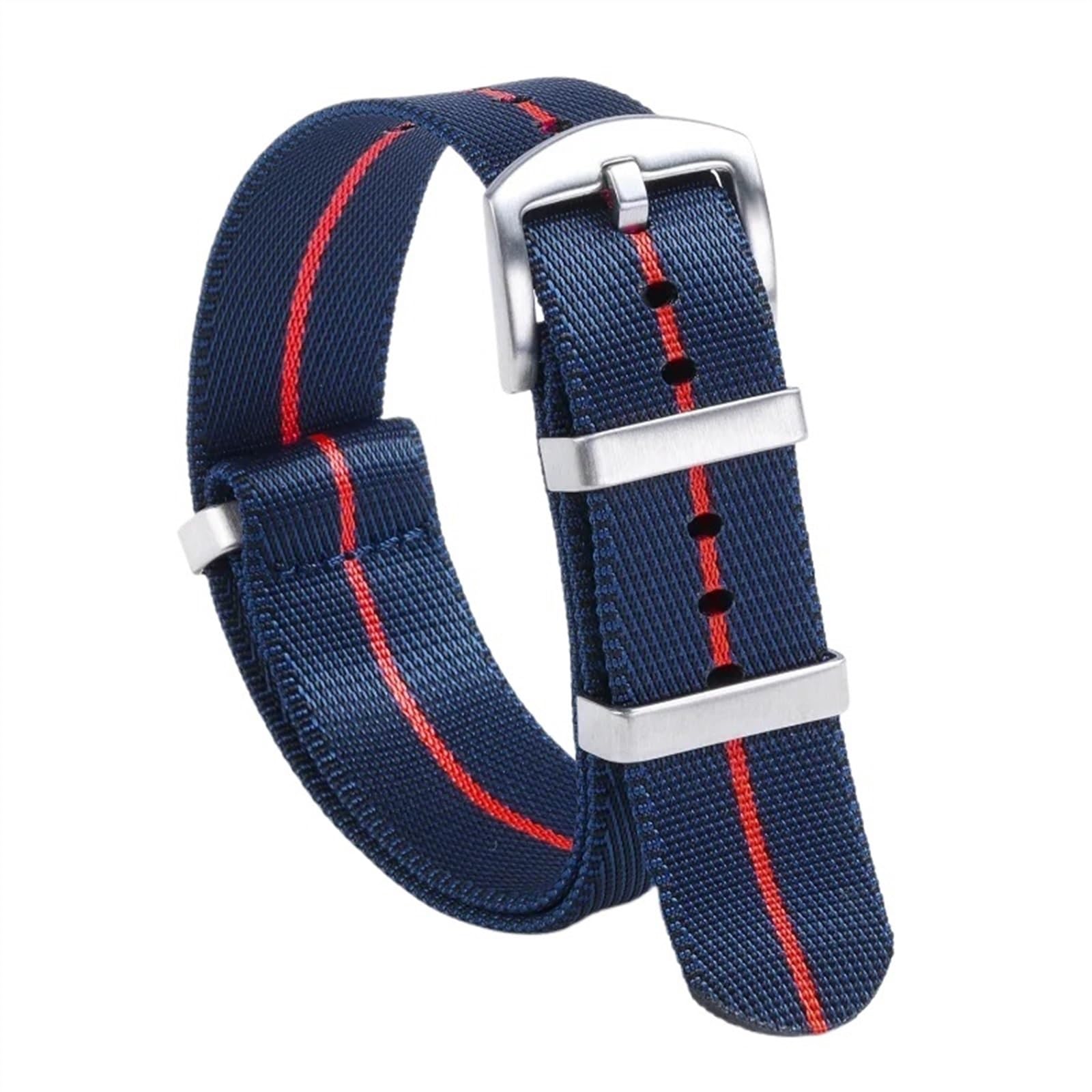 THBGTCNQ 18 mm, 20 mm, 22 mm, Nylon-Uhrenarmband for traditionelle Uhren, sportliches wasserdichtes Armband, Schnellwechsel-Uhrenzubehör(Blue Red,20mm)