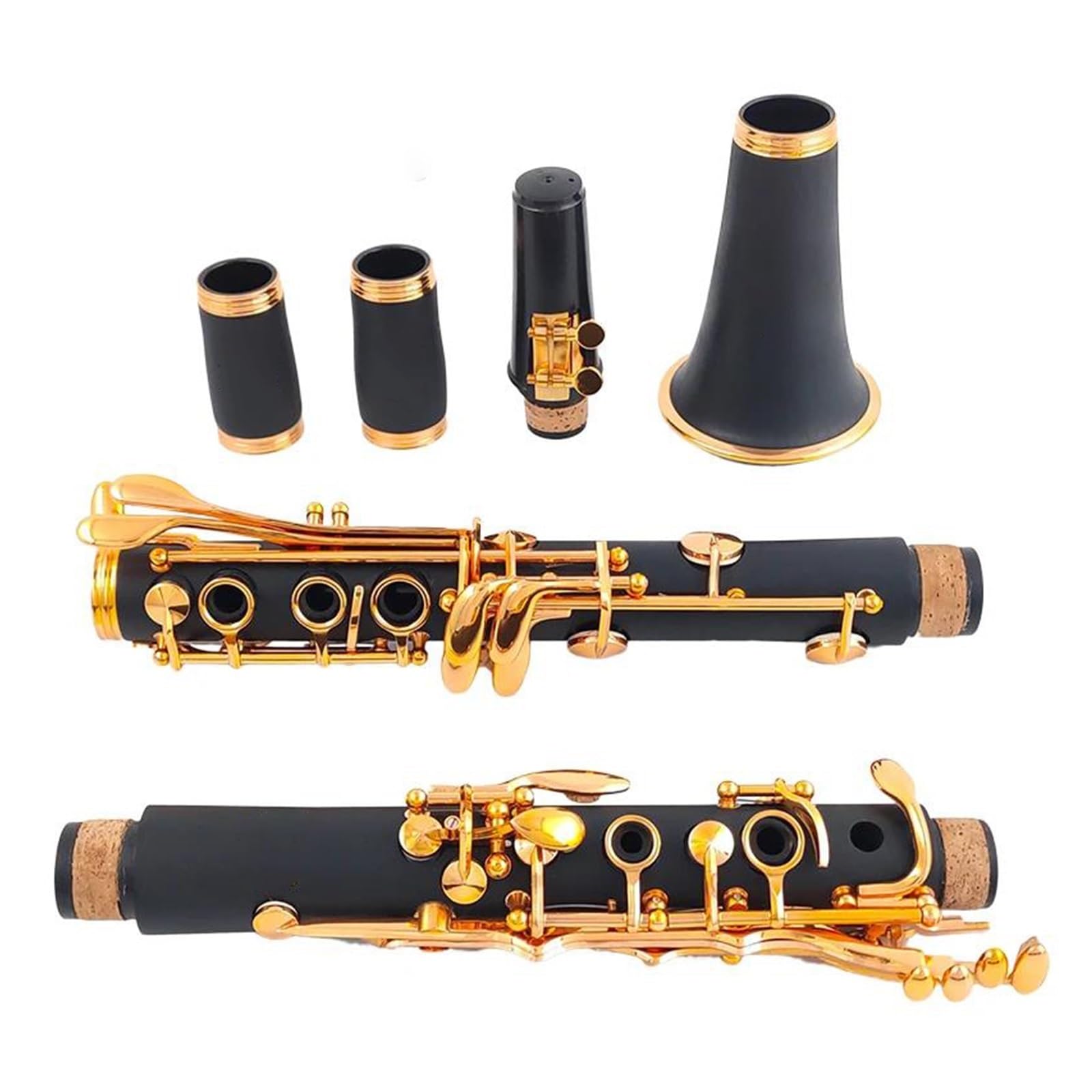 Musikinstrument-Klarinette Bb-Klarinette Lack Gold 17 Tasten Schwarz Clarinete