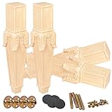 45cm Holz Geschnitzte Tischbeine, JOYCEMALL 4er Set Antike Europäisch Massivholz DIY Ersatz Möbelfüße Dekoration für Esszimmer Stuhl Couchtisch Schrank Konsole