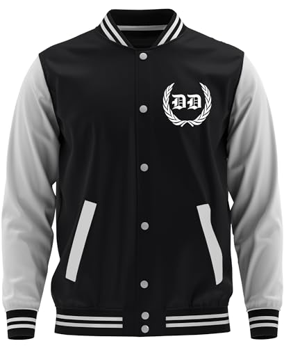 Mein Leben Dresden Herren College Jacke | Dresden Jacke Utra Sport Fussball Skyline Hoodie Stadt | Schwarz FB (M)