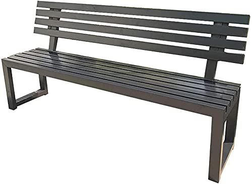 Outdoor-Bänke, Parkbank, Terrasse, Park, Gartenbank, Outdoor-Bank mit 2–3 Sitzen, Metall-Loungesessel, Möbel, wetterbeständiger Verandastuhl (Schwarze Rückenlehne 59 Zoll) (weiß (Schwarze Rückenlehne