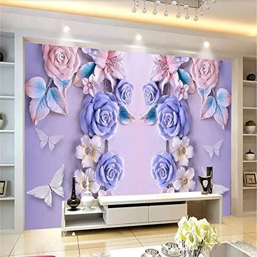 XLMING Rosen Bunte Blumen Und Schmetterlinge Küche Esszimmer Arbeitszimmer Wohnzimmer TV Hintergrund Wand 3D Tapete-200cm×140cm