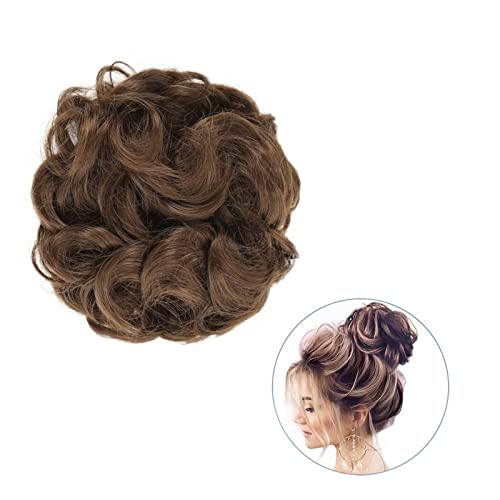 Bun Haarteile 1 Stück rund ums Haar, Pferdeschwanz, Donut-Haarknoten, Haarschmuck for Frauen, synthetischer, unordentlicher, lockiger, gewellter Scrunchie-Chignon mit Gummibandwickel Brötchen-Haarteil