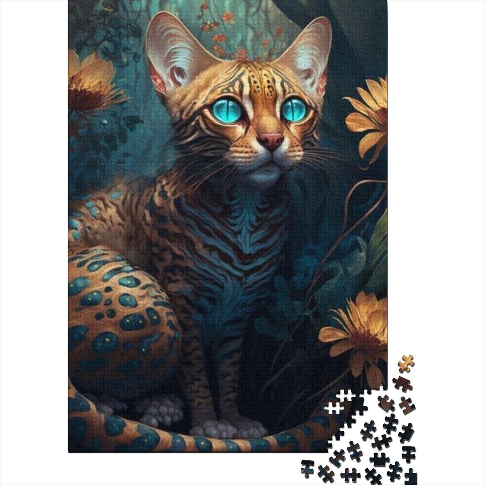 Dream Cat Puzzle für Erwachsene, 1000-teiliges Holzpuzzle für Erwachsene und Jugendliche ab 12 Jahren (Größe 75 x 50 cm)